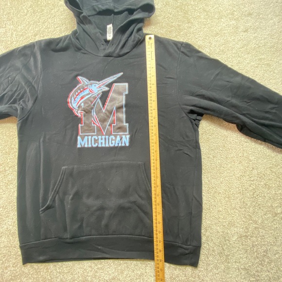 Bella Canvas Sweater Mens Large Michigan Marlins‎ Hoodie Black Fleece Collection - Picture 5 of 9